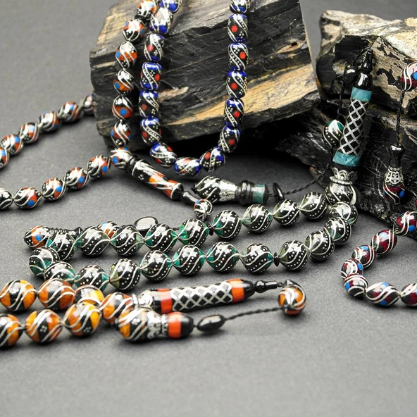 Oltu Taşı Maskot Çeşmi Bülbül İşlemeli Tespih - Resim 2