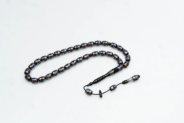 Oltu Taşı Çift Renk Damla Çevirme İşlemeli Tespih ürün görseli