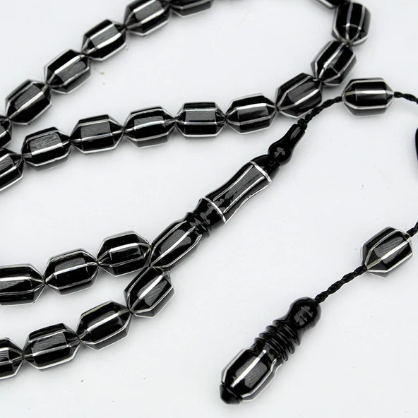 Oltu Taşı Traşlı Kesme Karpuz İşlemeli Tespih - Resim 2