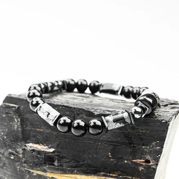 OPSİDYEN VE OLTU TAŞI LASTİKLİ BİLEKLİK - Resim 2