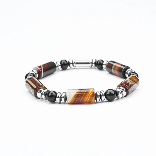 AKİK TAŞI KESME MİSİNA  LASTİKLİ BİLEKLİK - Resim 2