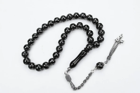 Oltu Taşı Küre  Model Çemberli Burgu İşlemeli Tespih ürün görseli