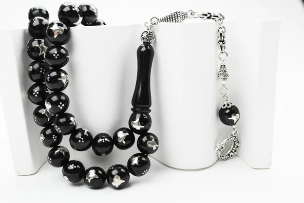 Oltu Sıkması Tuğra  İşlemeli Tespih - Resim 2