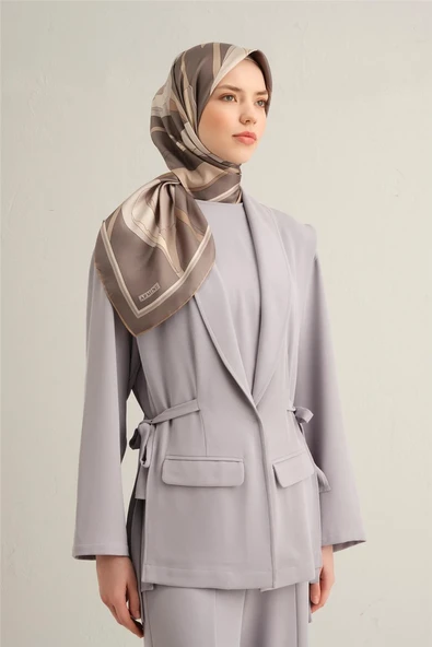 Çiçek Desenli Saf İpek Sura Eşarp -9302D - 2