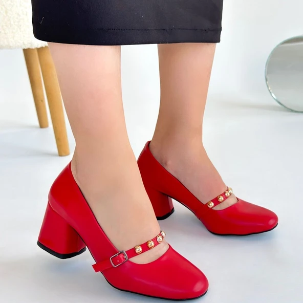 Pabucmarketi Kırmızı Kadın Topuklu Ayakkabı - 4