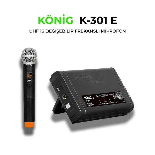 KÖNİG K-301 UHF TEK KANAL EL MİKROFON