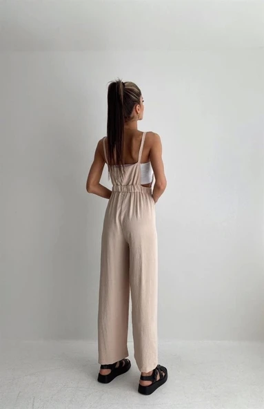 7023 Askılı Bahçıvan Tulum - Bej - 8