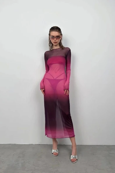 Baskılı Maxi Boy Elbise