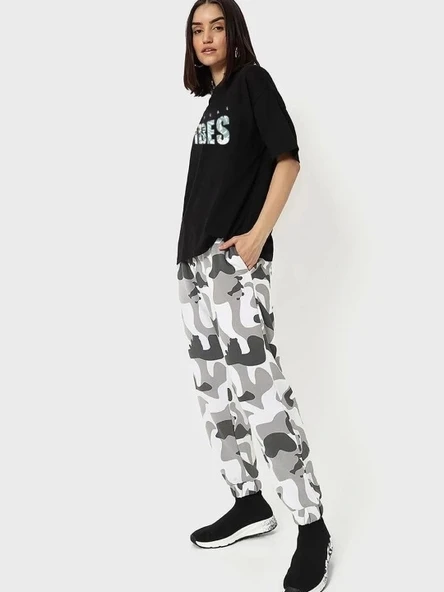 Baskılı Oversize T-shirt - Siyah - 2