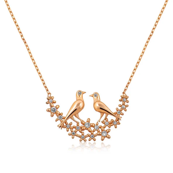 925 Ayar Gümüş Çifte Kumrular Kadın Gümüş Kolye ürün görseli 1