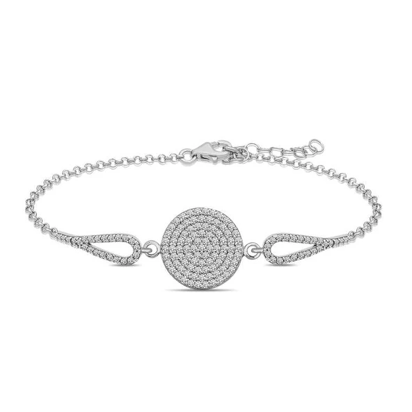 925 Ayar Gümüş Zirkon Taşlı Daire Bileklik ürün görseli 1