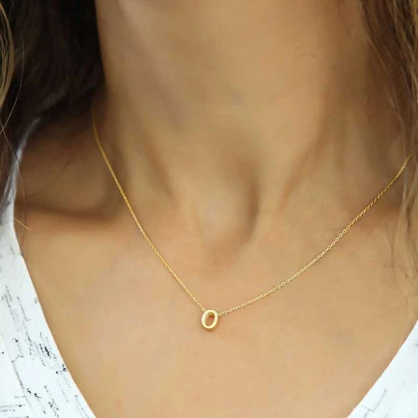 925 Ayar Gümüş 3 Boyutlu Harf O Kadın Gümüş Kolye ürün görseli 1