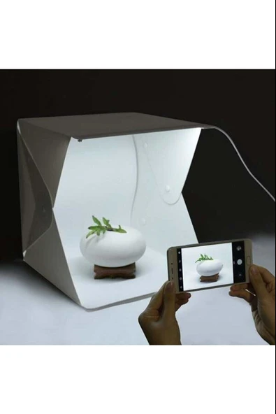 20 x 20 CM Profesyonel Stüdyo Led Işıklı Çift Sıra Ürün Fotoğraf Çekim Çadırı - 3