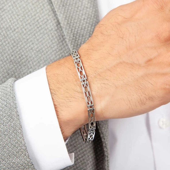 925 Ayar Gümüş Oksitli Erkek Bileklik ürün görseli 1