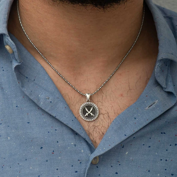 ​Gümüş Zülfikar Kılıcı Desenli Kolye - Resim 2