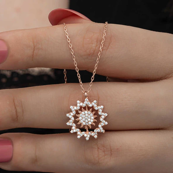 Gümüş Rose Güneş Kadın Kolye ürün görseli 1