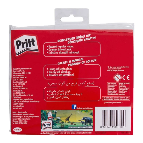 Pritt Jumbo Yuvarlak Uç Keçeli Kalem 12 Renk (1687975) - 2