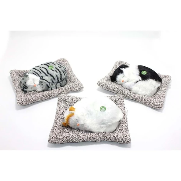Ses Çıkaran Yastıkda Uyuyan Kedi Dekoratif Hediyelik - 2