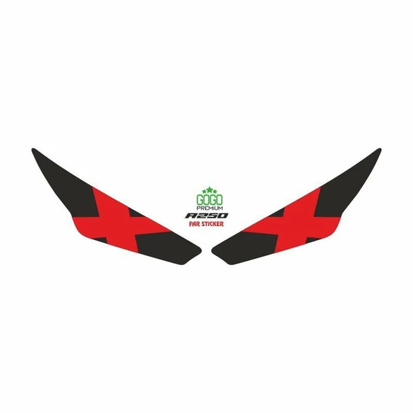 RKS R250 2022 - 2024 UYUMLU FAR STİCKER X KIRMIZI