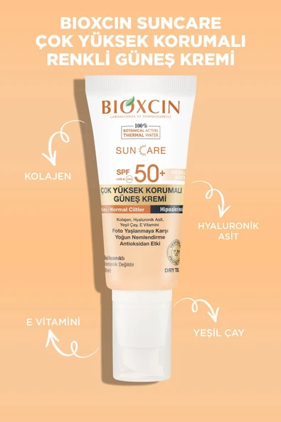 BİOXCİN SUN CARE GÜNEŞ KREM RENKLİ YÜKSEK KORUMALI KURU & NORMAL CİLTLER İÇİN SPF50+ 50 ML - 6