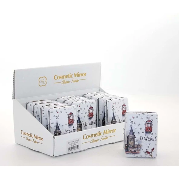 Taşlı İstanbul Tasarımı El Aynası Kalın ürün görseli 1