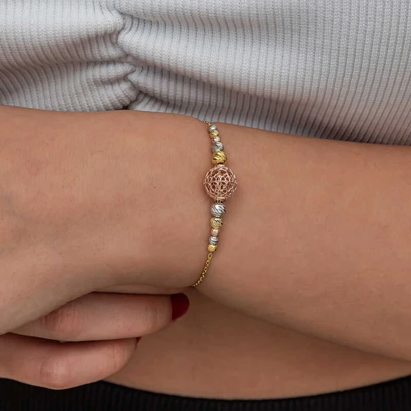 Gümüş Renkli Top Dorika Kadın Bileklik - Resim 3