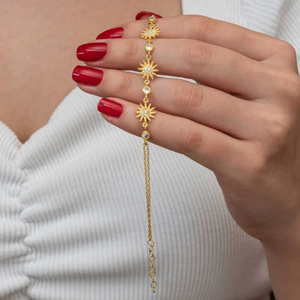 Gümüş Gold Güneş Kadın Bileklik - Resim 2