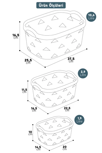 3lü Dekoratif Deri Görünüm Dolap İçi Düzenleyici Saklama Kutusu Mutfak Banyo Organizer Sepet Mavi - 5