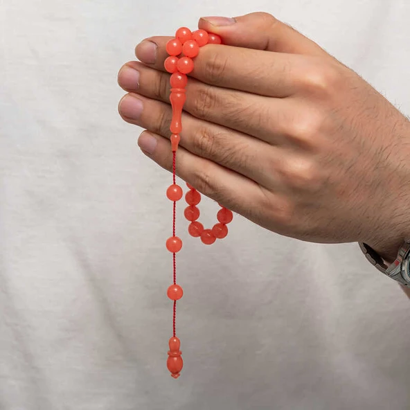 Yuvarlak Sıkma Kehribar Tesbih - Resim 3