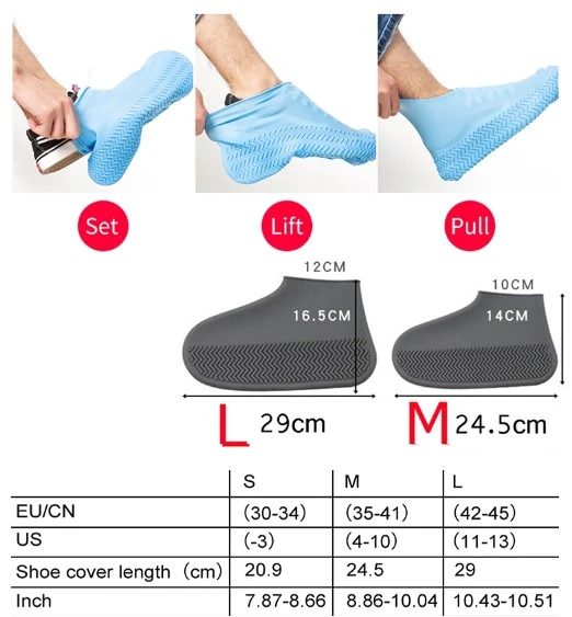 Silikon Ayakkabı Kılıfı Kaymaz Su Kir Geçirmez   L Beden Siyah - 3