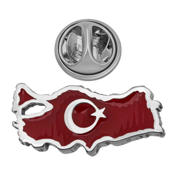 925 Ayar Gümüş Türkiye Haritası Rozet - 2
