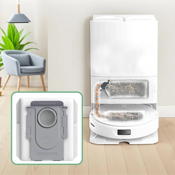 Roborock S8 Plus, S8 Pro Ultra, S8 Max Ultra, S8 MaxV Ultra Robot Süpürge ile Uyumlu 4'lü Toz Torbas - Resim 2