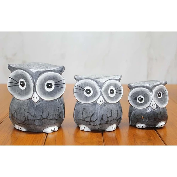 Ahşap 3'Lü Baykuş Seti ürün görseli 1