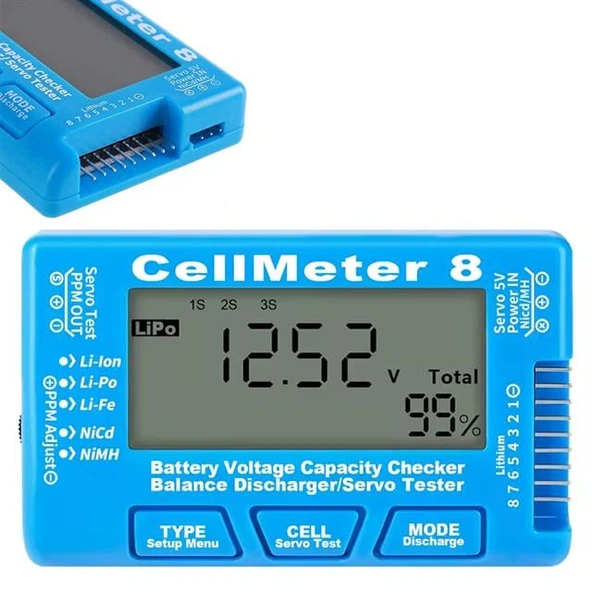 Powermaster PM-26959 Pil Kapasite Voltaj Test Cihazı RC 1-8S Lipo Lityum NIMH - 3