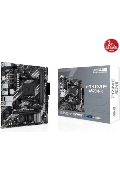 Asus Prıme A520M-R Amd A520 Am4 Ddr4 5100 HDMI M2 Usb3.2 Matx