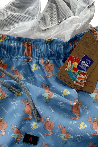 4-16 Yaş Su İtici Özellikli Dijital Baskılı Çocuk Deniz Şort Mayo // 1025 - 2