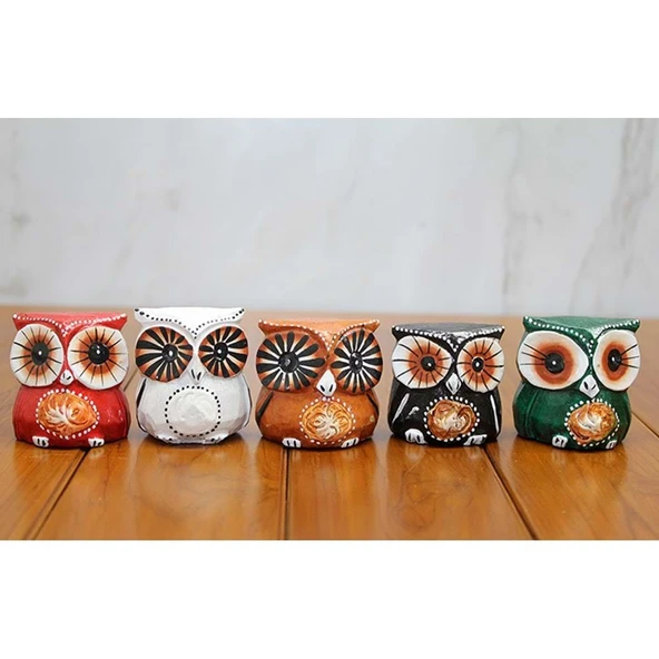 Ahşap 5'Li Baykuş Seti - Resim 2