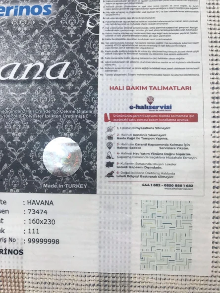 Merinos Halı Havana 73474 111 Serisi Salon Oturma Yatak Odası Halısı - 8
