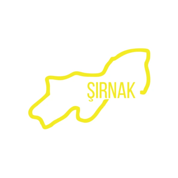 Şırnak Harita Araba Sticker 17x17 Cm Sarı