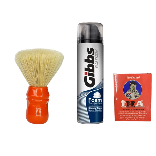 Croc Sentetik Tıraş Fırçası Kırmızı + Regular Tıraş Köpüğü + Kalem Kan Taşı