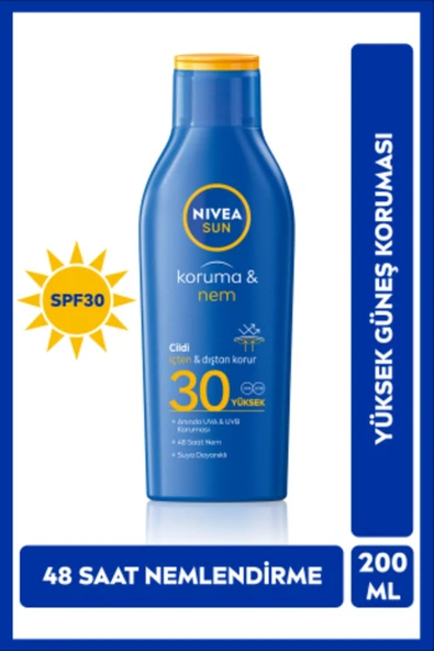 NİVEA SUN GÜNEŞ SÜTÜ KORUMA & NEM NEMLENDİRİCİ SPF30 200 ML - 7