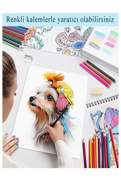 A5 Telli Eskiz Defteri Spiralli Rulo Kalemlik Siyah 24 Bölmeli 24 Renk Kuruboya Dereceli Kalem Hamur Silgi Resim Sanat - Resim 8