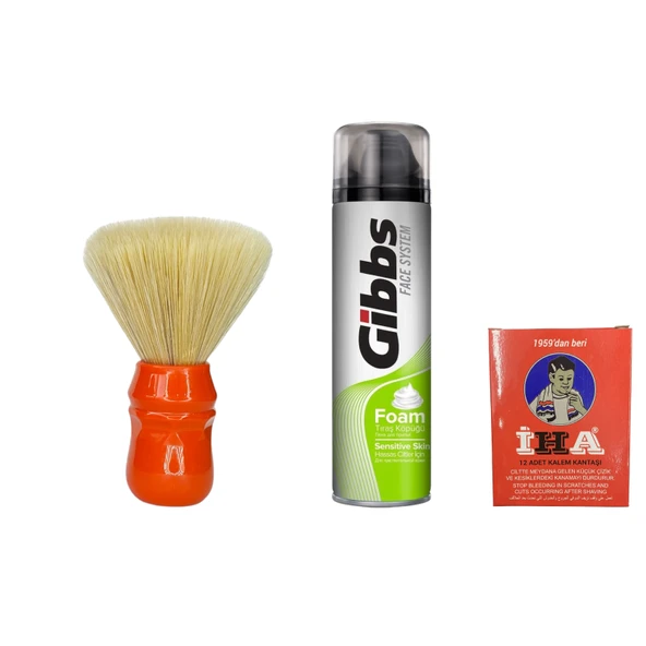 Croc Sentetik Tıraş Fırçası Kırmızı + Hassas Tıraş Köpüğü + Kalem Kan Taşı