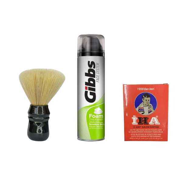 Croc Sentetik Tıraş Fırçası Siyah + Regular Tıraş Köpüğü + Kalem Kan Taşı
