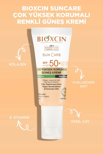 BIOXCIN SUNCARE YAĞLI RENKLİ KREM SPF50 50ML - 2