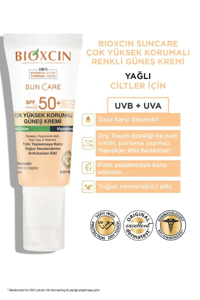 BIOXCIN SUNCARE YAĞLI RENKLİ KREM SPF50 50ML - 3