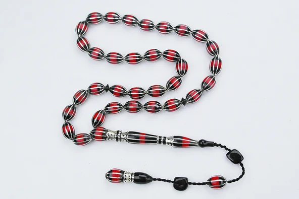 Arpa Model Oltu Taşı On lu Karpuz İşlemeli Tespih - 2