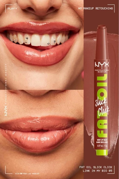 NYX Professional Makeup Fat Oil Slick Click Parlatıcı Nemlendirici Nude Tonlu Dudak Balmı - 05 Link In My Bio - 3
