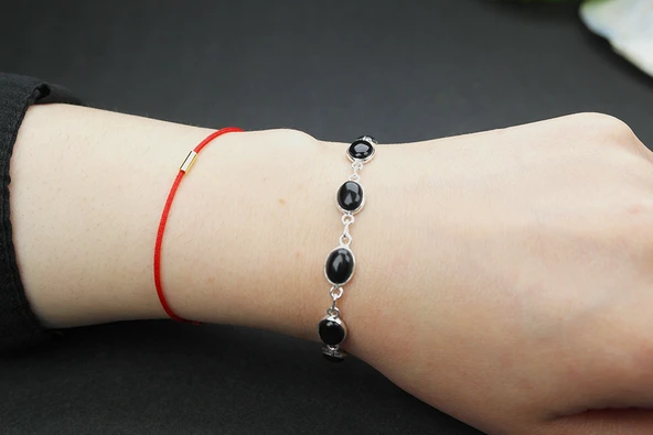 925 Ayar Gümüş Oniks Taşlı Bileklik - 2