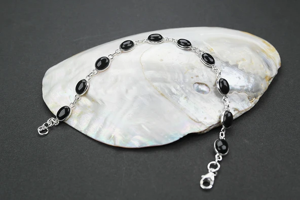 925 Ayar Gümüş Oniks Taşlı Bileklik